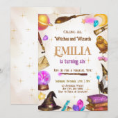 Heksen en Tovenaars Meisje Verjaardag Magische Par Kaart (Voorkant / Achterkant)