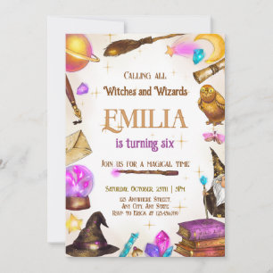 Heksen en Tovenaars Meisje Verjaardag Magische Par Kaart