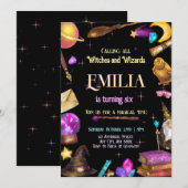 Heksen en Tovenaars Verjaardag Magische Partij Kaart (Voorkant / Achterkant)