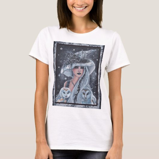 Heksen en uil met Halloween T-shirt (Voorkant)