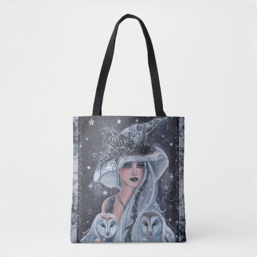 Heksen en uil met Halloween Tote Bag (Voorkant)
