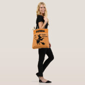Heksen en vleermuizen oranje geruit aangepaste naa tote bag (Op model)