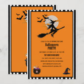 Heksen en vliegende vleermuizen Oranje Halloween P Kaart (Voorkant / Achterkant)