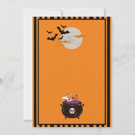 Heksen en vliegende vleermuizen Oranje Halloween P Kaart (Achterkant)