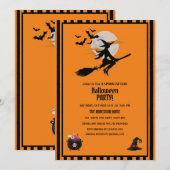 Heksen en vliegende vleermuizen Oranje Halloween P Kaart (Voorkant / Achterkant)