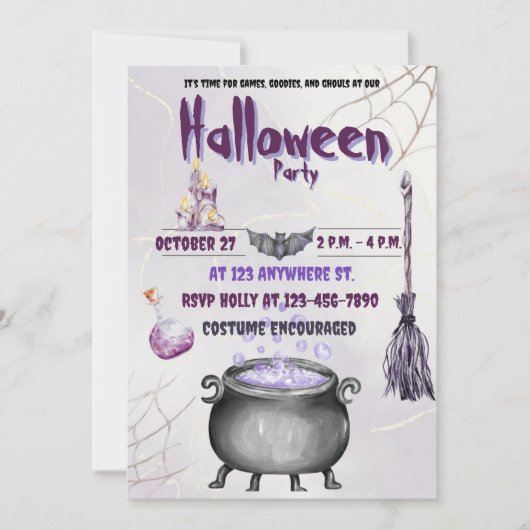 Heksen en Warlocks Uitnodiging Flat Kaart (Voorkant)