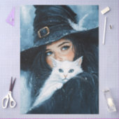 Heksen en Witte Kat Decoupage Tissuepapier (Craft)