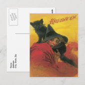 Heksen en Zwarte Kat  Briefkaart (Voorkant / Achterkant)