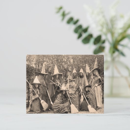 heksen foto vrouwen in kostuum briefkaart (Staand voorkant)