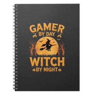 Heksen Gamer Halloween Gaming Ontwerp Notitieboek