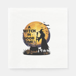 Heksen Goede Tijd Halloween Maan Ketel_1 Servet