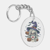 heksen grappige halloween sleutelhanger (Voorkant Links)