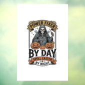Heksen grappige Halloween-technicus batterijrepara Raamsticker (Vel 3)
