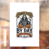 Heksen grappige Halloween-technicus batterijrepara Raamsticker (Vel 2)