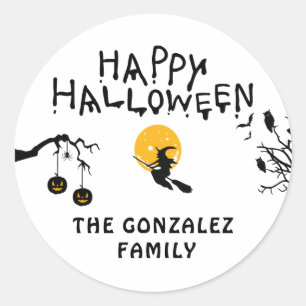Heksen Halloween Familie Ronde Sticker