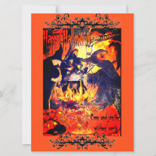 Heksen Halloween Feest Kunst Ketel Gieren Kaart