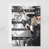 Heksen Halloween Feest met Swirled Achtergrond Kaart (Voorkant)