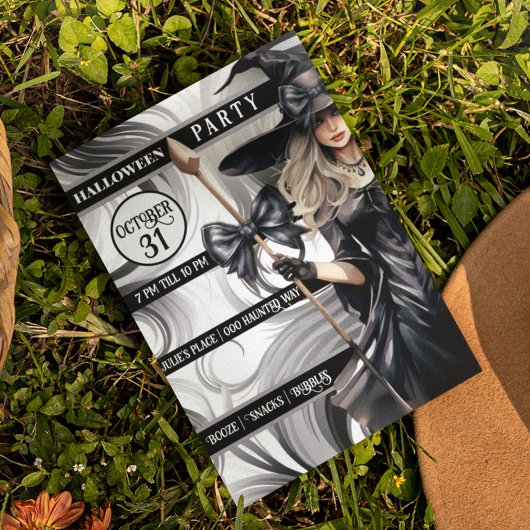 Heksen Halloween Feest met Swirled Achtergrond Kaart