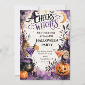 Heksen Halloween-feestviering met Cheers Kaart (Voorkant)