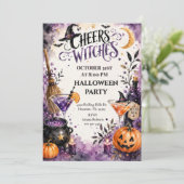 Heksen Halloween-feestviering met Cheers Kaart (Staand voorkant)