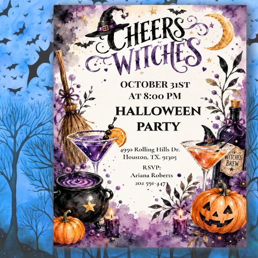 Heksen Halloween-feestviering met Cheers Kaart