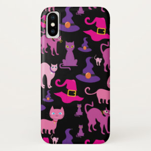 Heksen Halloween griezelige zwarte kat paarse deco Case-Mate iPhone Case