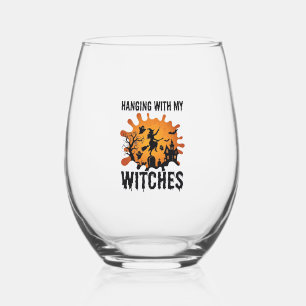 Heksen Halloween Heksenbezem Behekst Huis Wijnglas Zonder Voet