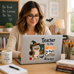 Heksen Halloween Koffie Sticker Cadeau voor Lerare