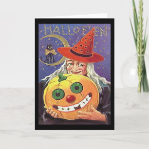 Heksen Halloween Lege Groet Vintage Kaart