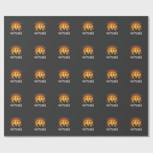 Heksen Halloween Maan Vleermuizen Pompoenen_1 Cadeaupapier