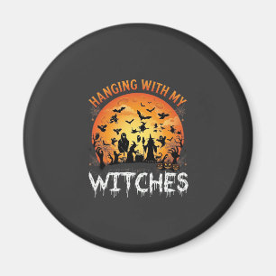 Heksen Halloween Maan Vleermuizen Pompoenen_1 Magneet