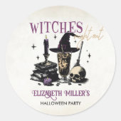Heksen Halloween Night Party Ronde Sticker (Voorkant)