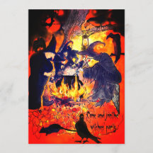 Heksen Halloween Party Art Caldron Vultures Boom
