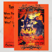 Heksen Halloween Party Art Caldron Vultures Kaart (Voorkant / Achterkant)