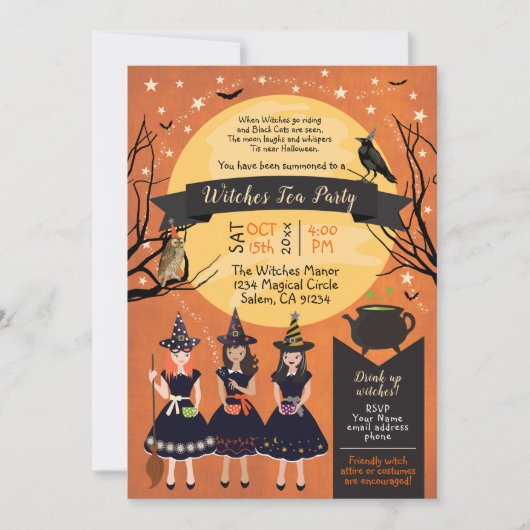 Heksen Halloween Party Uitnodiging (Voorkant)