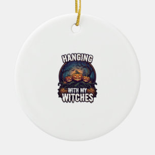 Heksen Halloween Pompoenen Hangen Bos Spookhuis Keramisch Ornament