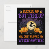 Heksen Halloween Schakel Riem Vast Butterbloem Feestdagenkaart (Voorkant / Achterkant)