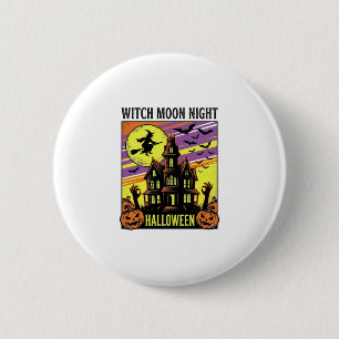 Heksen Halloween T-shirt Vintage Geheime Huis Nach Ronde Button 5,7 Cm