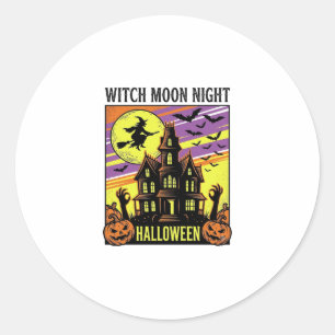 Heksen Halloween T-shirt Vintage Geheime Huis Nach Ronde Sticker