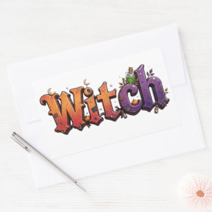 Heksen Halloween-typografie sticker vintage gotisc