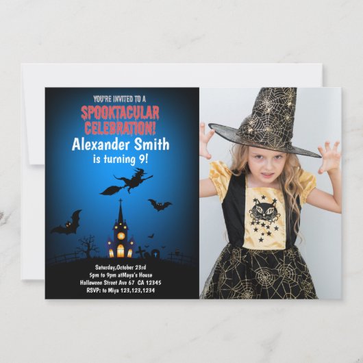 Heksen Halloween Uitnodigingen met Foto (Voorkant)
