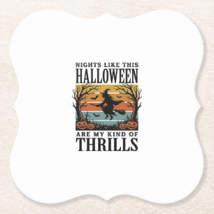 Heksen Halloween Verschrikkingsscène Gravure Des Kartonnen Onderzetters