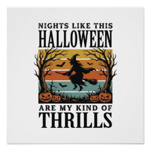 Heksen Halloween Verschrikkingsscène Gravure Des Perfect Poster