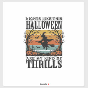 Heksen Halloween Verschrikkingsscène Gravure Des Sticker