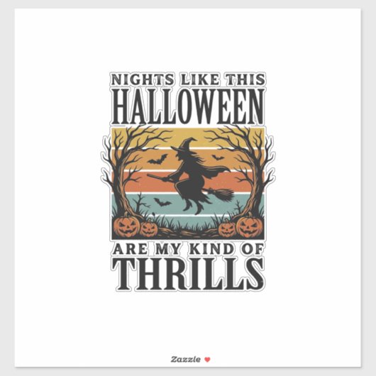 Heksen Halloween Verschrikkingsscène Gravure Des Sticker (Vel)