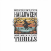 Heksen Halloween Verschrikkingsscène Gravure Des Sticker (Voorkant)