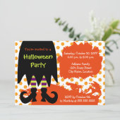 Heksen Halloweenfeest Kaart (Staand voorkant)