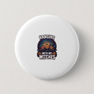 Heksen Hangen Halloween Pompoenen Geheime Bos  Ronde Button 5,7 Cm
