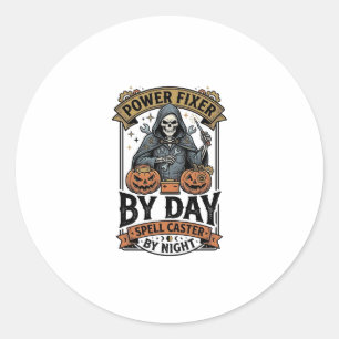 Heksen heks repareren batterijen Funny Halloween t Ronde Sticker