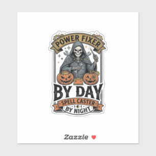 Heksen heks voor batterij reparatie Funny Hallowee Sticker